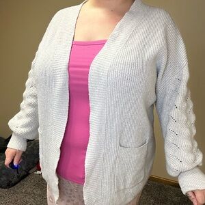 Maurices Light Gray Open-Front Cardigan